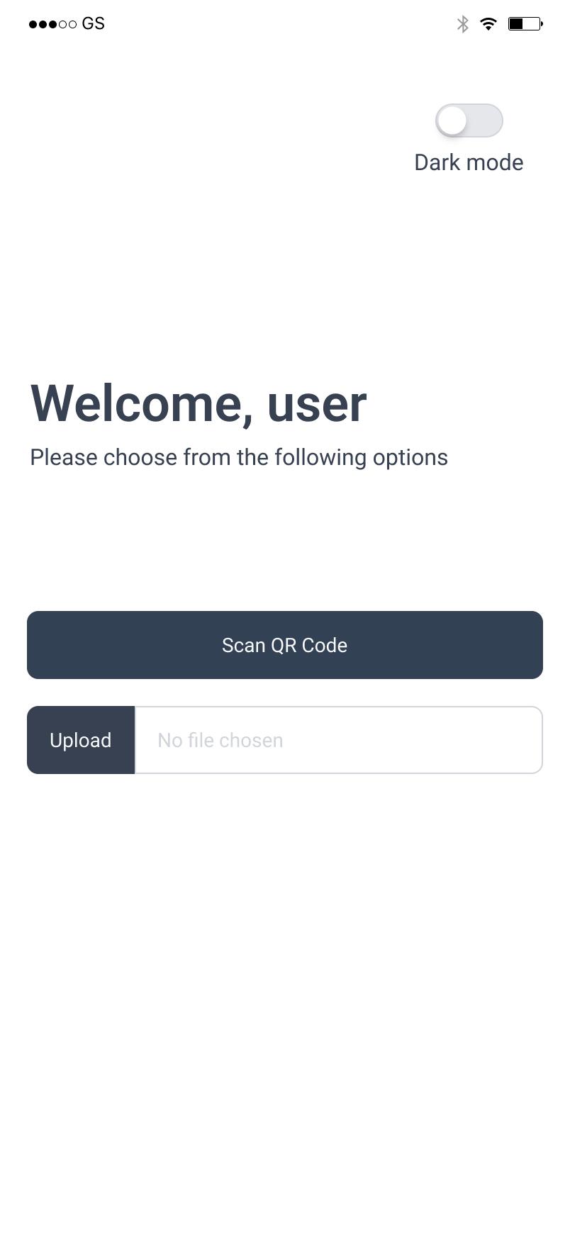 Welcome Screen mobile wireframe